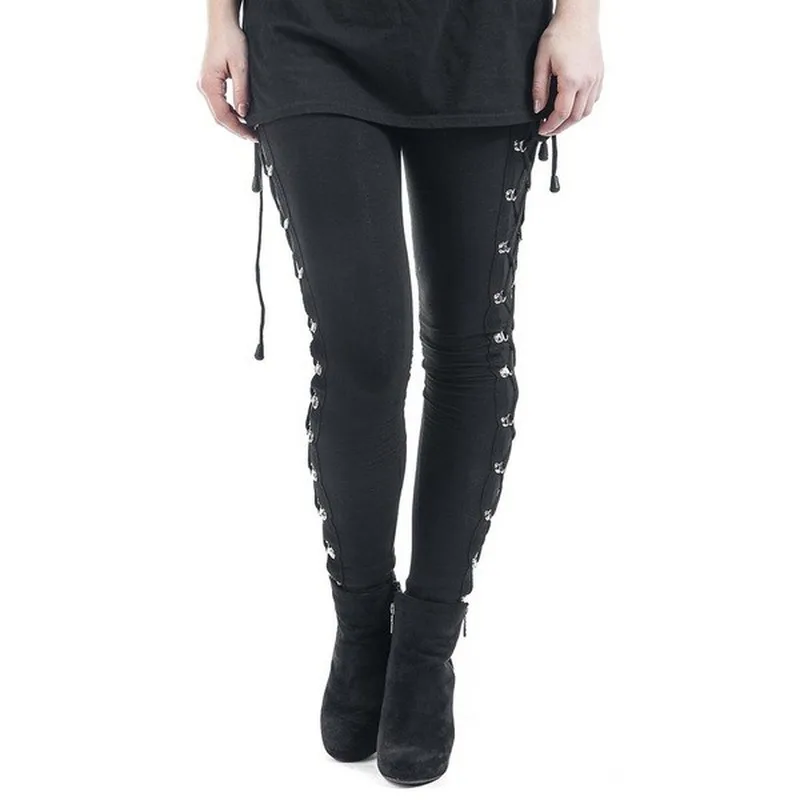 QNPQYX New Fall Casual Long Pants Gothic Office Lady Punk Style Women Leggings Plain Thin Cotton Straight Female Black Leggings
