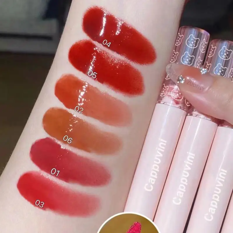 

Cappuvini Water Lip Gloss Lip Glaze Transparent Glass Lip Oil Waterproof Liquid Lipstick Lipgloss Lips Cosmetics 8 Colors