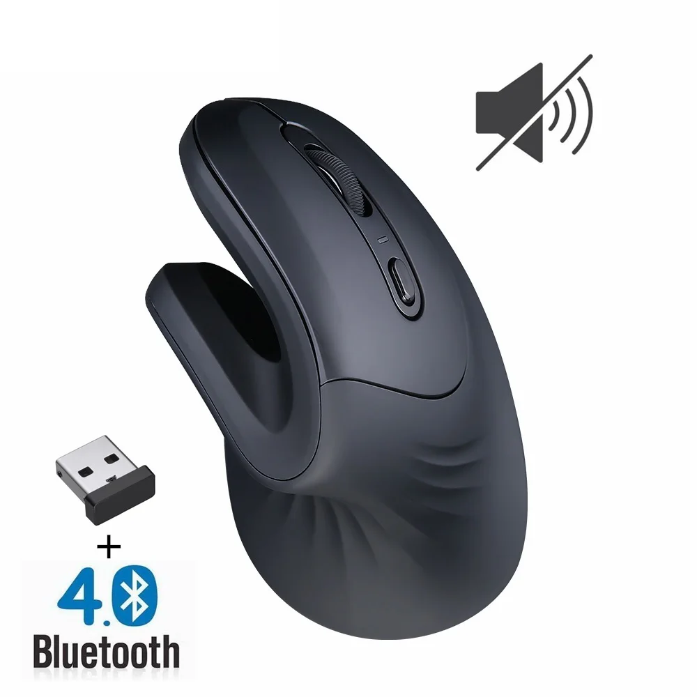 

BT4.0 Wireless Silent Mouse BT + 2.4Ghz Dual Mode Vertical Ergonomic Mute Gaming Mice For 2 Devices Computer Laptop