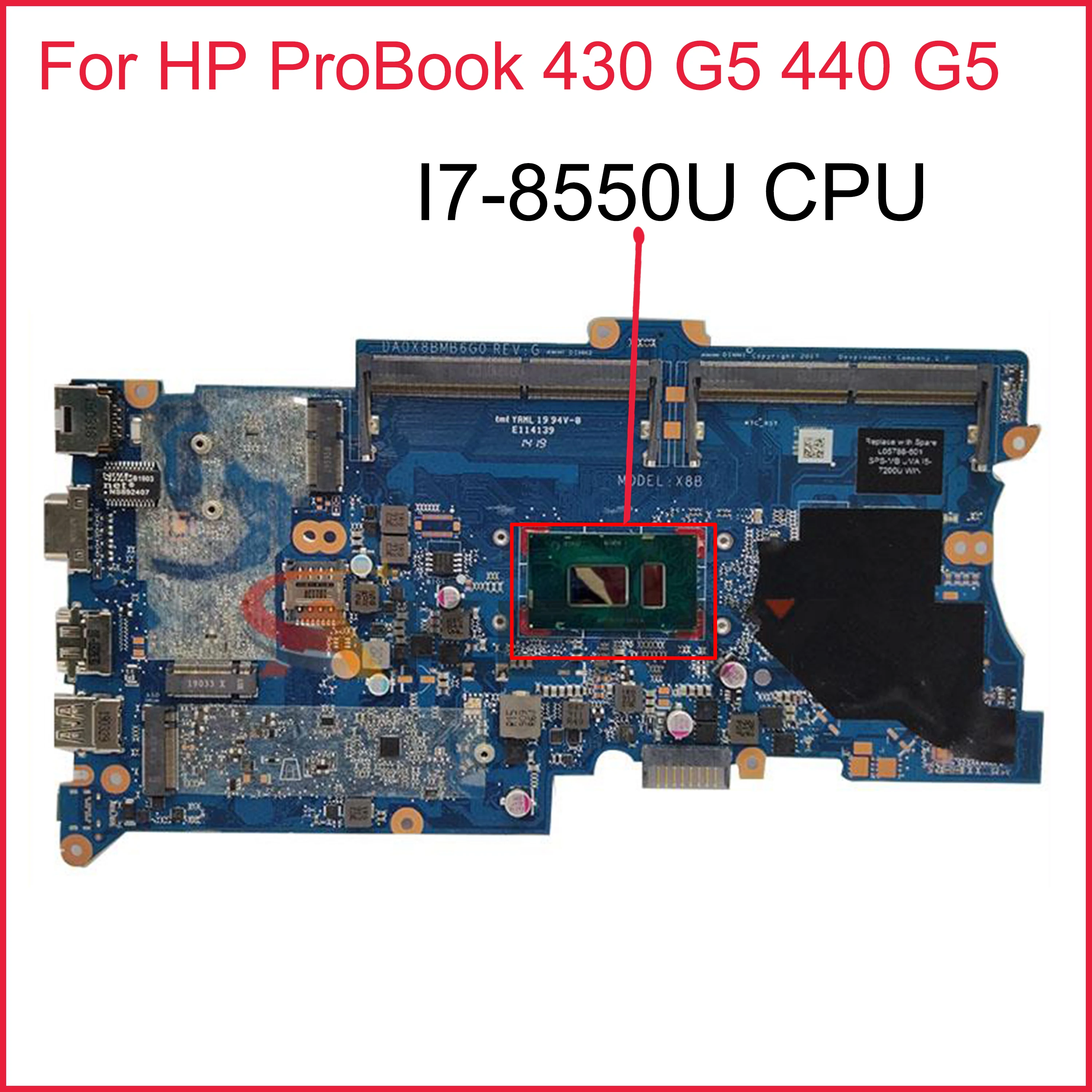 

L01042-601 L01042-501 L01042-001 Mainboard For HP ProBook 430 G5 440 G5 Laptop Motherboard DA0X8BMB6G0 With I7-8550U 100% Tested