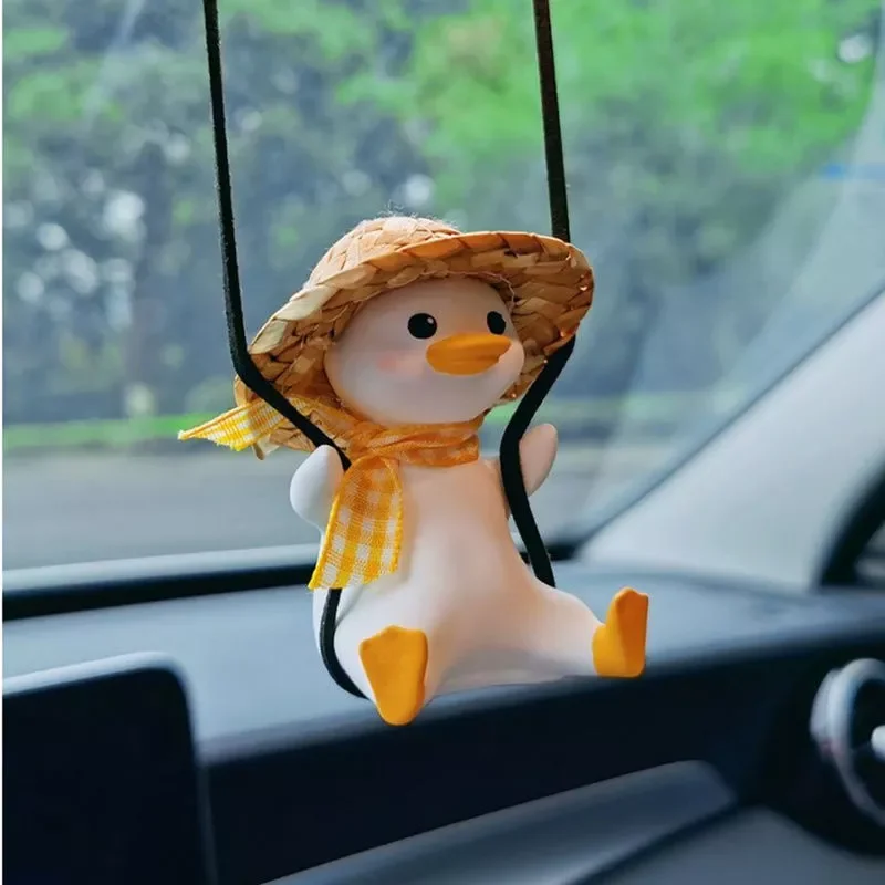 

Car Pendant Duck Aromatherapy Car Pendant Straw Hat Swing Duck Car Rearview Mirror Pendant Perfume Swing Duck