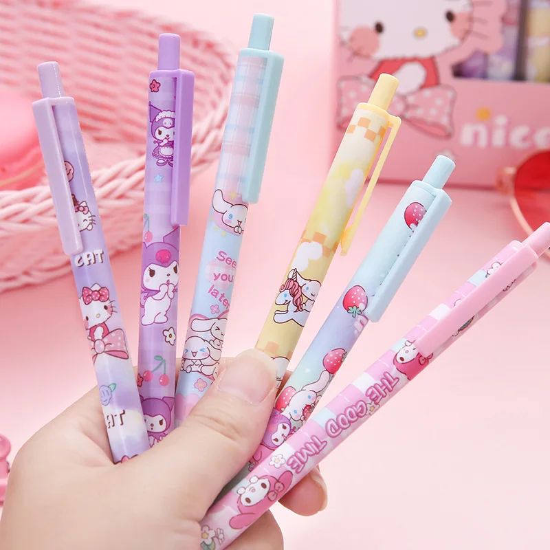 

Фигурки героев аниме Hellokitty Cinnamoroll, 6 шт., прессованная ручка, девушка, Сердце, пресса, водная ручка, студент учится, канцелярские принадлежнос...