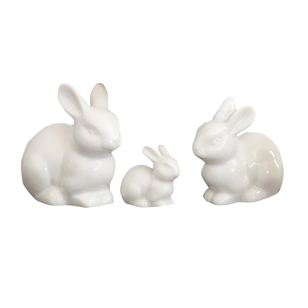 

3pcs Adorable Rabbit Ornament Outdoor Garden Bunny Ornament Decoration