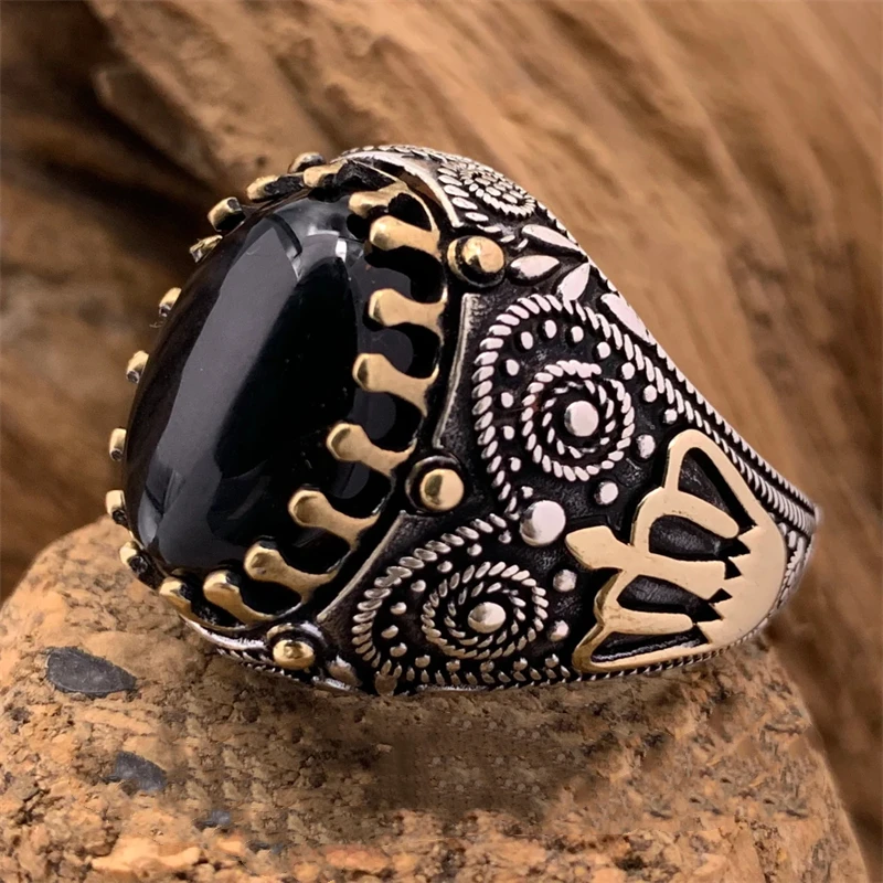 

New Black Crystal Men's Ring Personality Ring Fashion Temperament Cold Wind To Attend The Banquet Luxury High-quality Jewelry