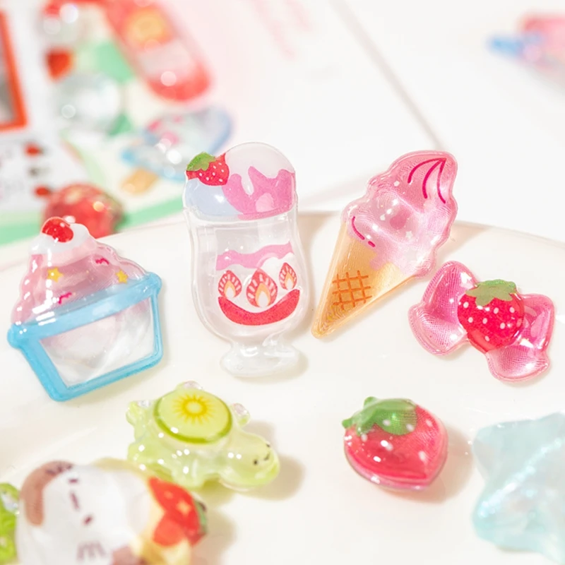 Фото Kawaii наклейки забавные милые мороженые Furit домашние животные падение 3D рельефная наклейка Скрапбукинг Diy декор для дневника журналы канцелярские принадлежности №4