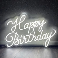 LED Neon Sign Happy Birthday Neon Light Font Wall Decoration for Baby Full Moon Coming-of-age Ceremony Home Birthday Party Decor