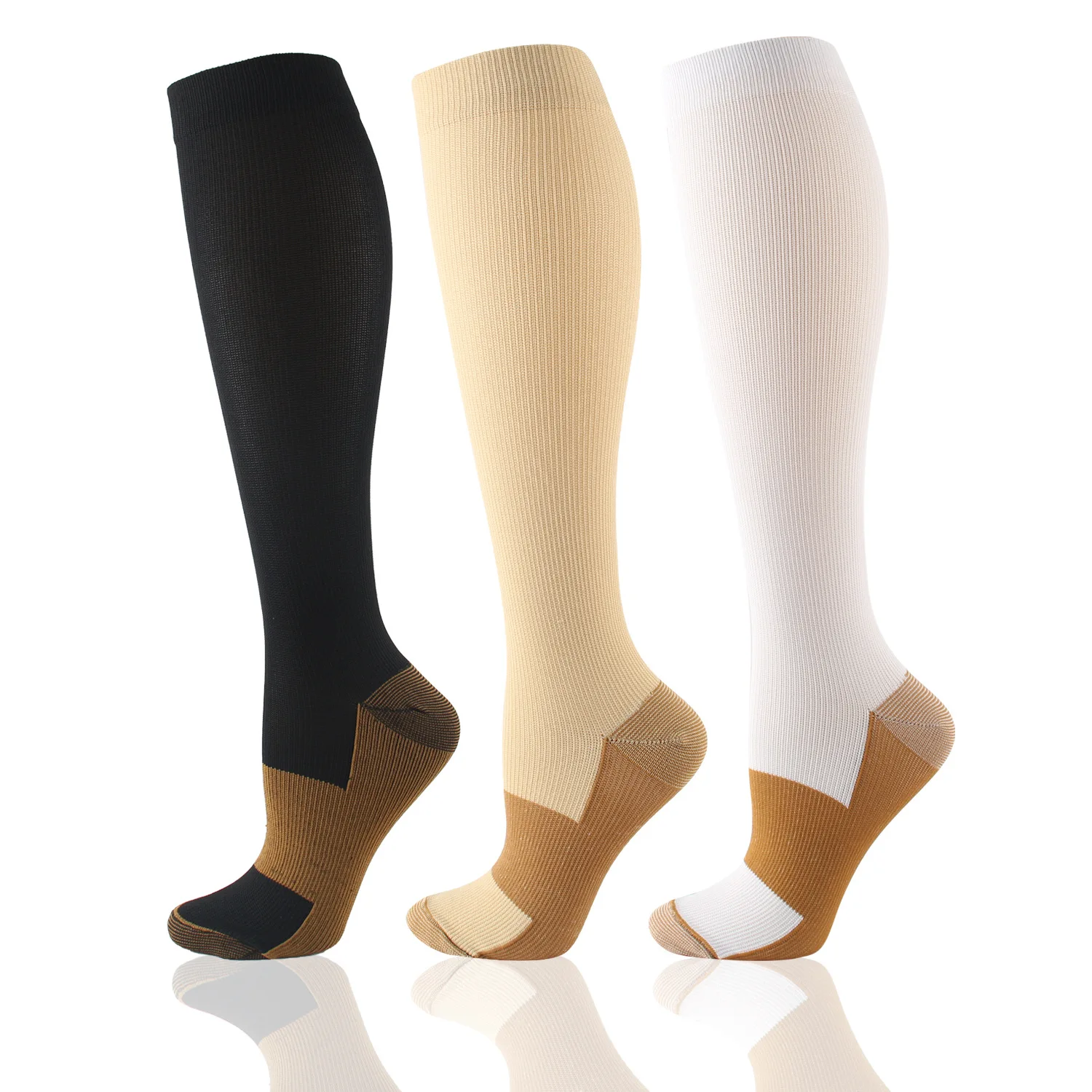 9 Pairs High Quality Pure Color Unisex Sports Compression Socks Copper Ion Travel Running Cycling Women and Men Athletic Socks