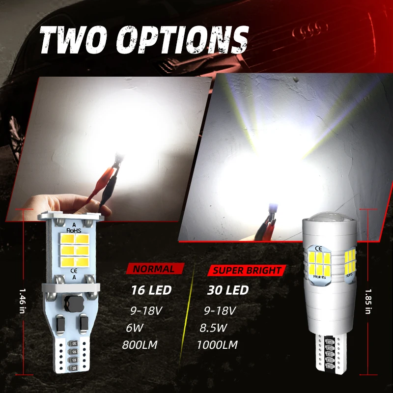 Светодиодная лампа задсветильник хода T15 2 шт. без ошибок Blubs W16W для Suzuki Grand Vitara 1/2