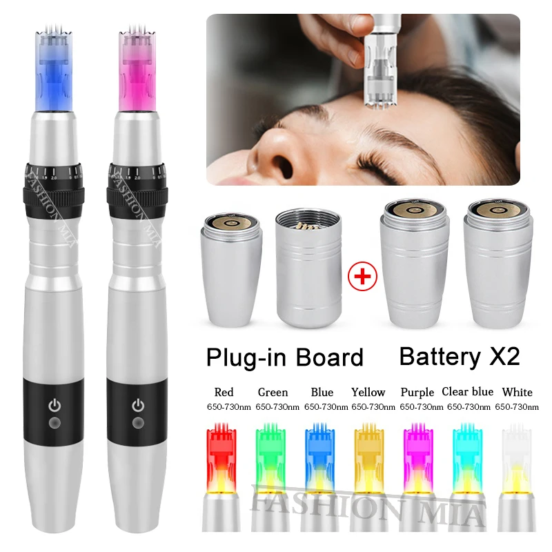 BB Cream Glow Dr Pen Microneedling Pen with 2pcs Rechargeable Battery 7 Color LED Light Wireless Derma Pen Microneedle Skin Care