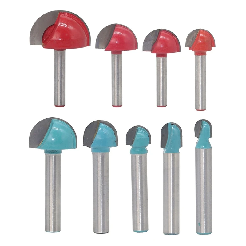 

4/5 Pcs Shank Cove Box Router Bit Cutting Diameter Solid Carbide Double Flute Core Box Round Nose Woodworking Tool