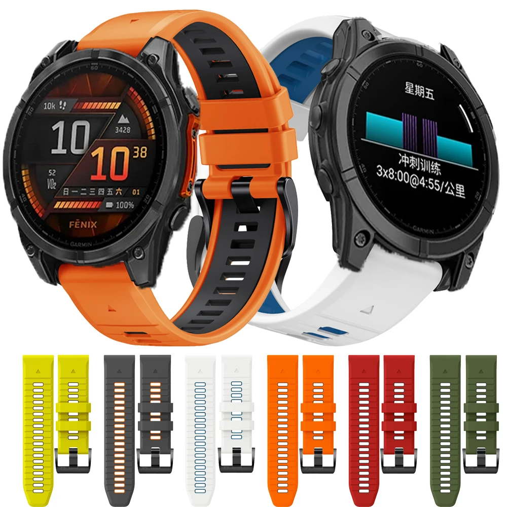 Ремешок силиконовый для Garmin Fenix E 8 47 51 мм 7X 7 6 6XPro 5 5X Plus 3HR Enduro 3 2 Quaitx быстросъемный