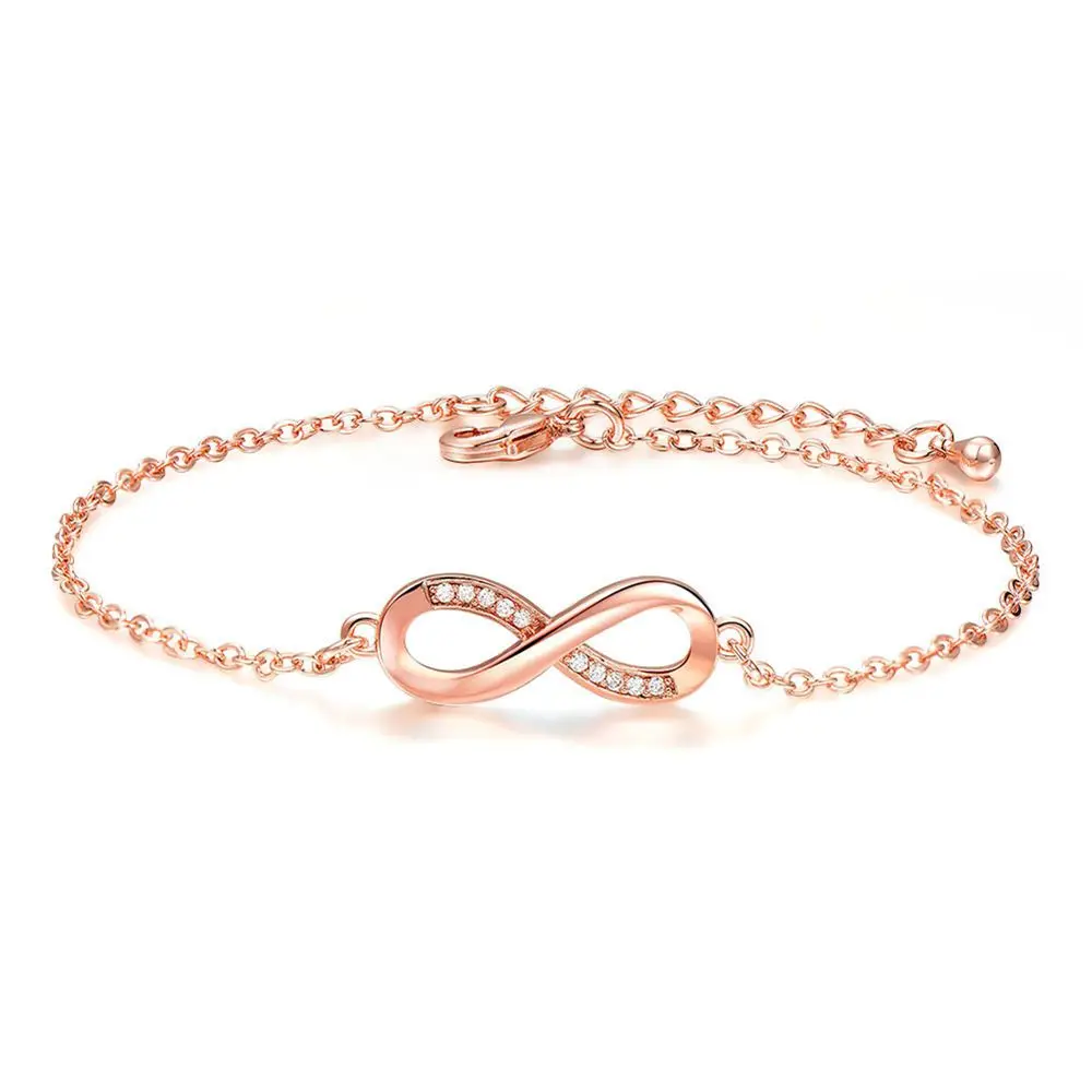 

Simple Ladies Women Girl Bracelet Fashion 8 Character Infinity Bracelet Lucky Number Cubic Zircon