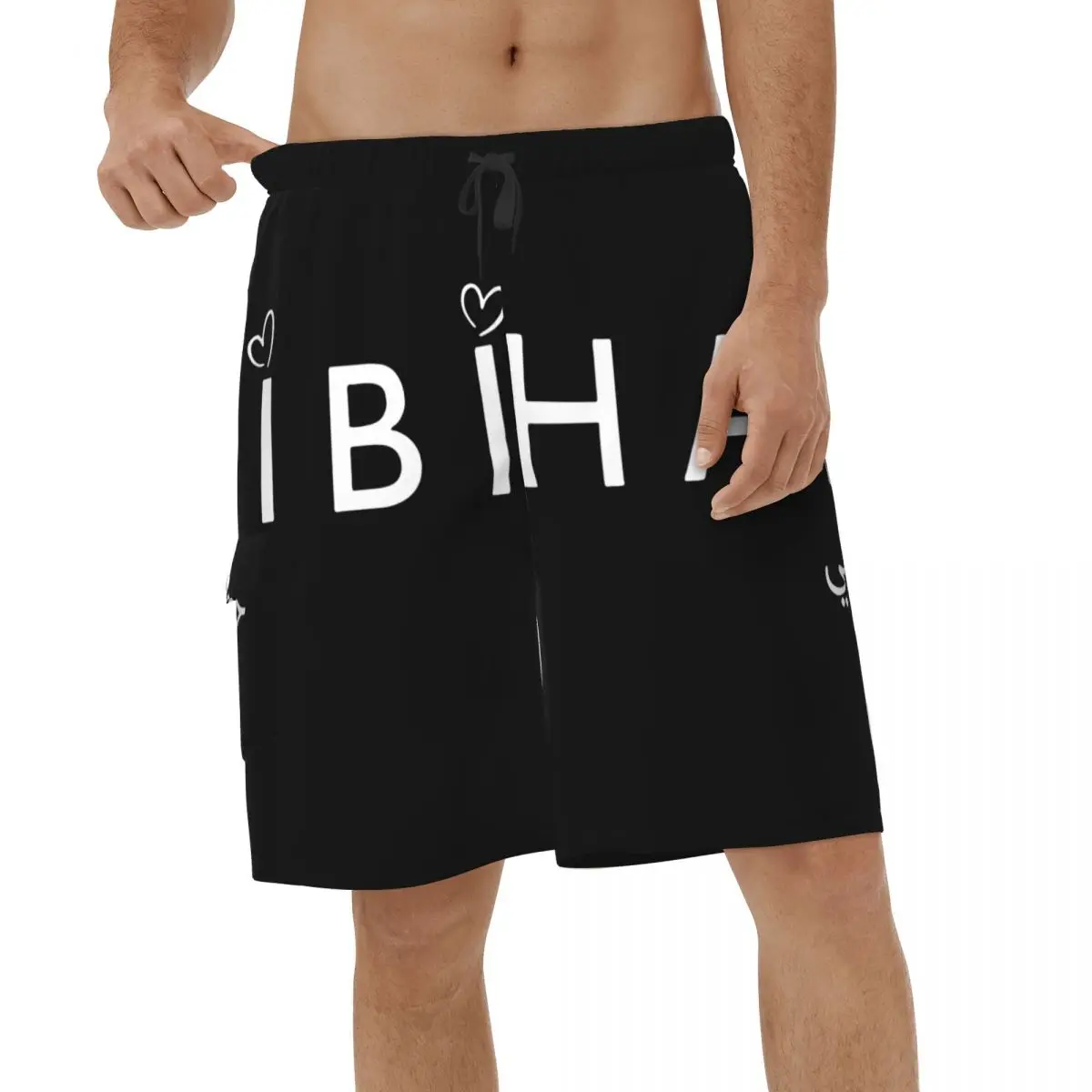 

Habibi Habibati Optical Illisions 3D Printed Beach Shorts Men Casual Swimsuits Breathable Sports Surf Male Board Shorts