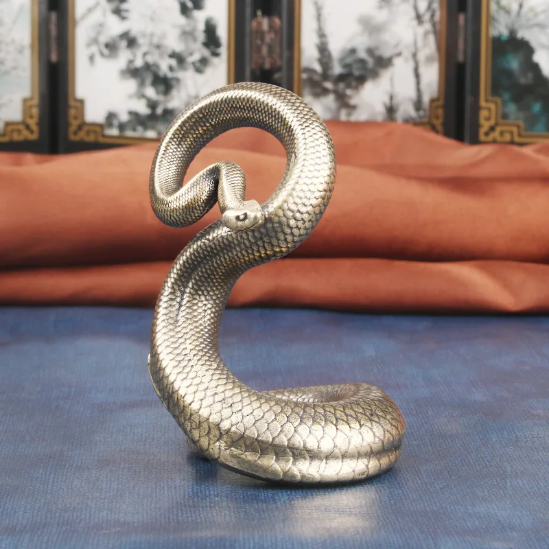 Фото Твердая латунь Viper, настольное украшение, год зодиака, змея, бронзовая скульптура, ремесло, подарок, медная посуда, оптовая продажа №1