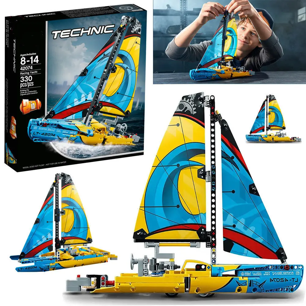

330PCS Technical Racing Yacht Building Blocks Fit 42074 Race Sailboat Assembly Bricks Toys Boy Girl Friend Birthday Gifts
