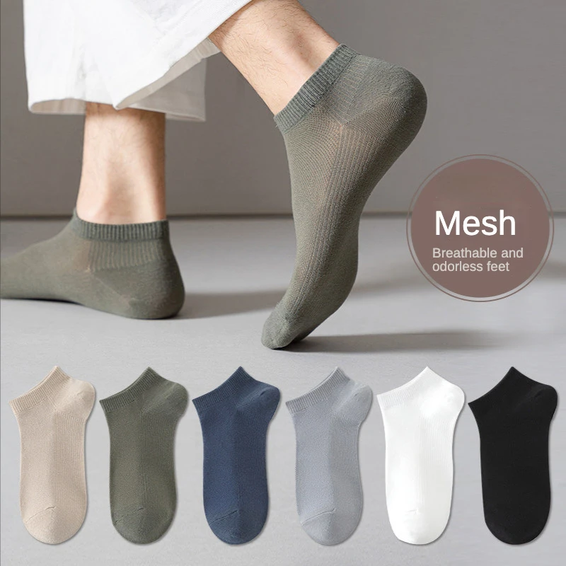 HSS Brand 100% Cotton Men's Socks Spring Summer Deodorant Short Ankle Socks Thin Solid Black White Color Male Sock 5Pairs/Lot