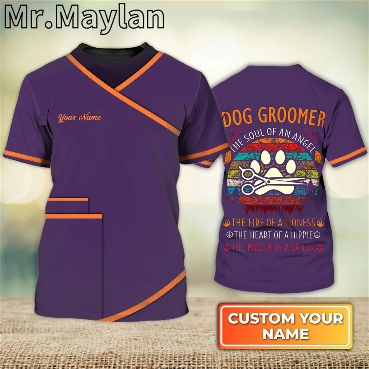Персонализированная 3d-рубашка с принтом собаки, рубашка с принтом «уголка», футболка «уголка», униформа для собаки, фиолетовые Рубашки, Топы