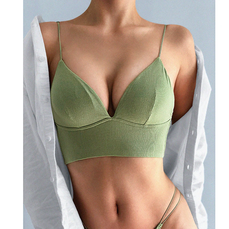 

2021 Ladies Sexy Bra Backless No Steel Ring Fine Thread Modal Cotton Underwear Breathable Invisible Girl Bra Sexy Lingerie Panty