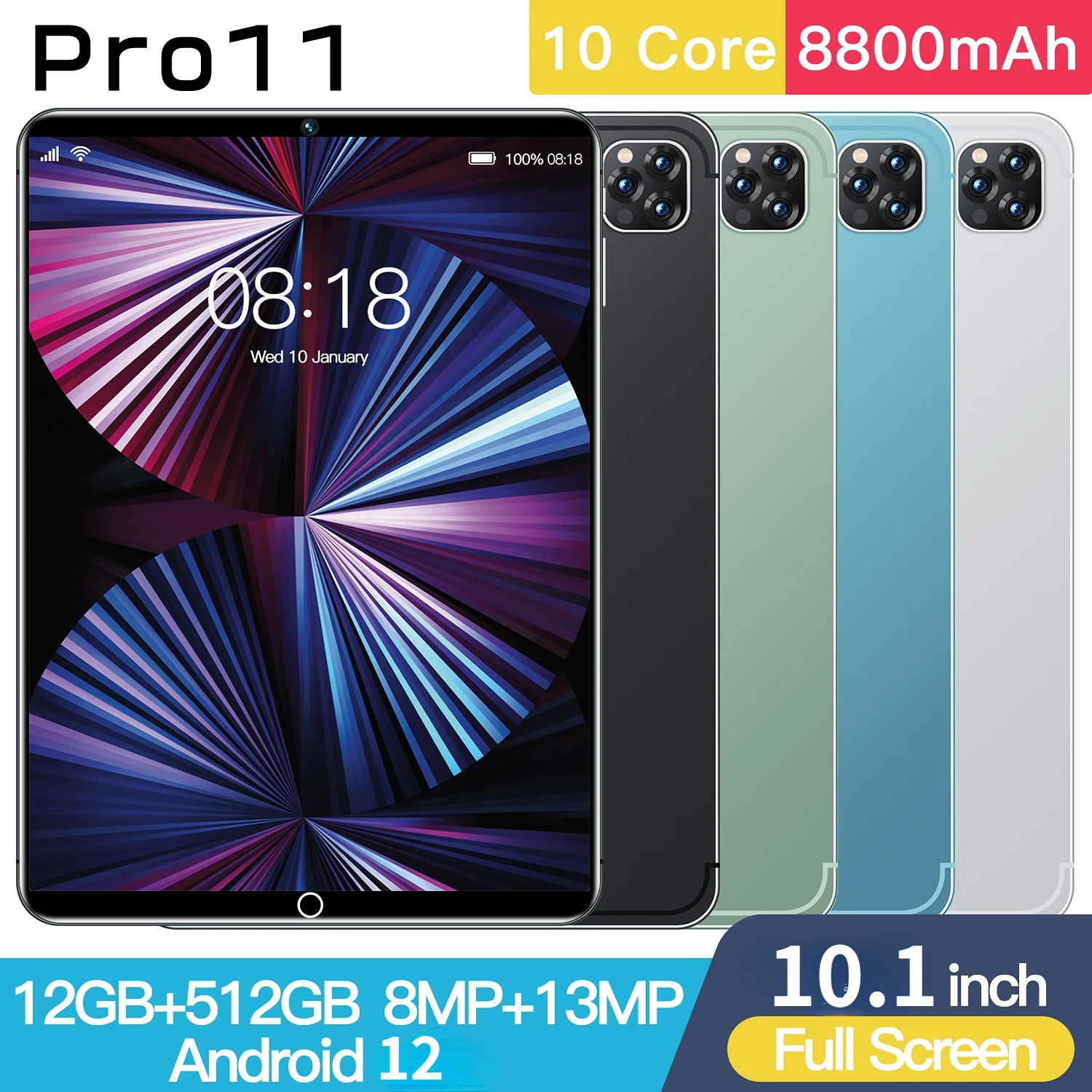 

2023 New Pro i11 Network 10.1 inch 10 Core Android 12 Tablet 12GB RAM 512GB ROM MTK6797 Wifi Tablet 8MP 13MP camera