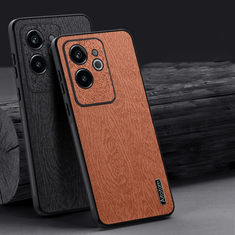 Кожаный чехол для Oppo Realme GT6 (Китай) с рисунком дерева силиконовая защитная Матовая