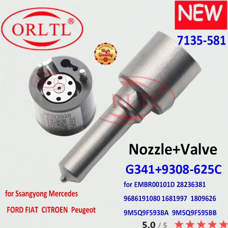 Комплекты для ремонта дизельных инжекторов 7135-581 EURO5, сопло G341 и клапан 9308-625C для инжектора delphi, брин00101d 9686191080