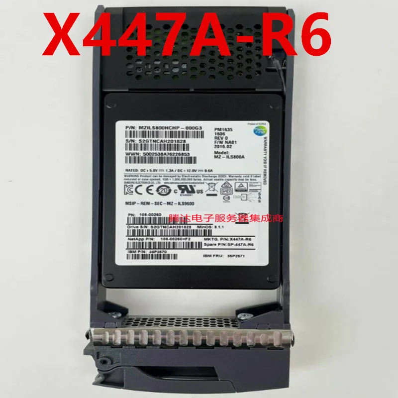 

Almost New Original Solid State Disk For NetApp 800GB SAS 2.5" For Server SSD For X447A-R6 SP-X447A-R6 108-00260 35P2870 35P2871