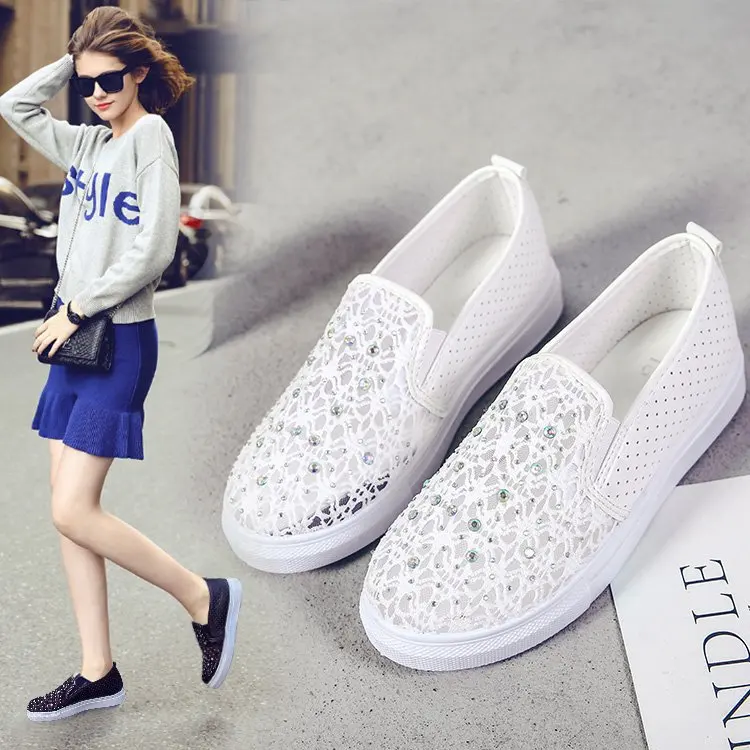 

2021New Mesh Shoes Female Student Breathable Hollowed White Shoes Korean Fashion Leisure Semi-Slippers Soft Bottom Women's Shoes