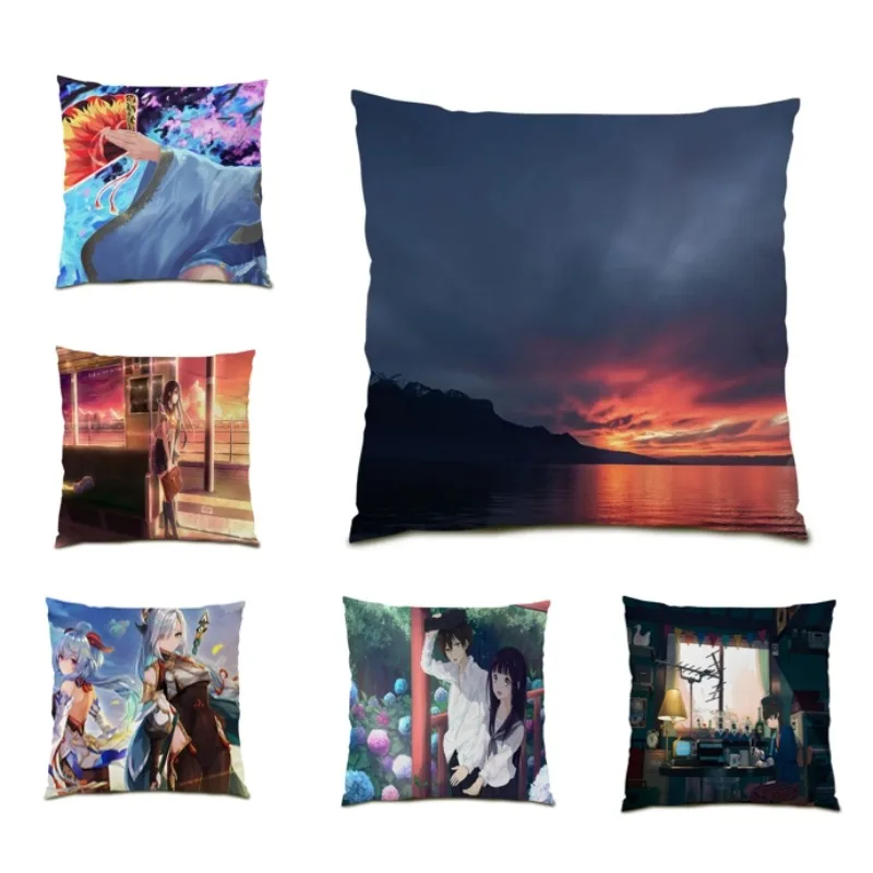 Наволочка с аниме бархатная льняная фотосессия