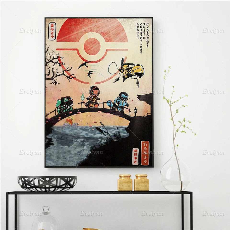 

Ninja Pokemon Japan Anime Vintage Poster Nordic Modern Home Decor Prints Pictures Wall Art Canvas Painting Gift
