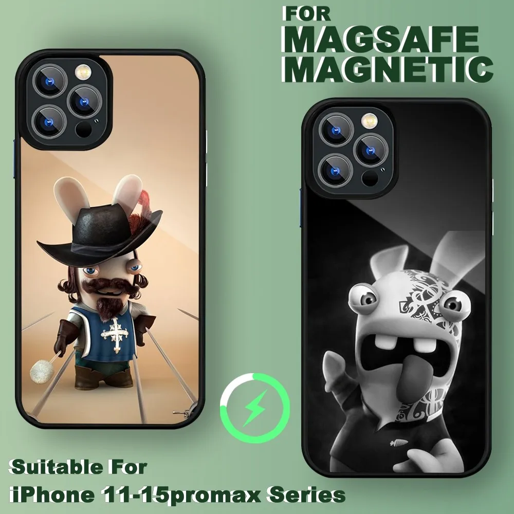 Чехол для телефона с рисунком радующего кролика iPhone 15 14 13 11 12 Pro Max Plus чехол Magsafe