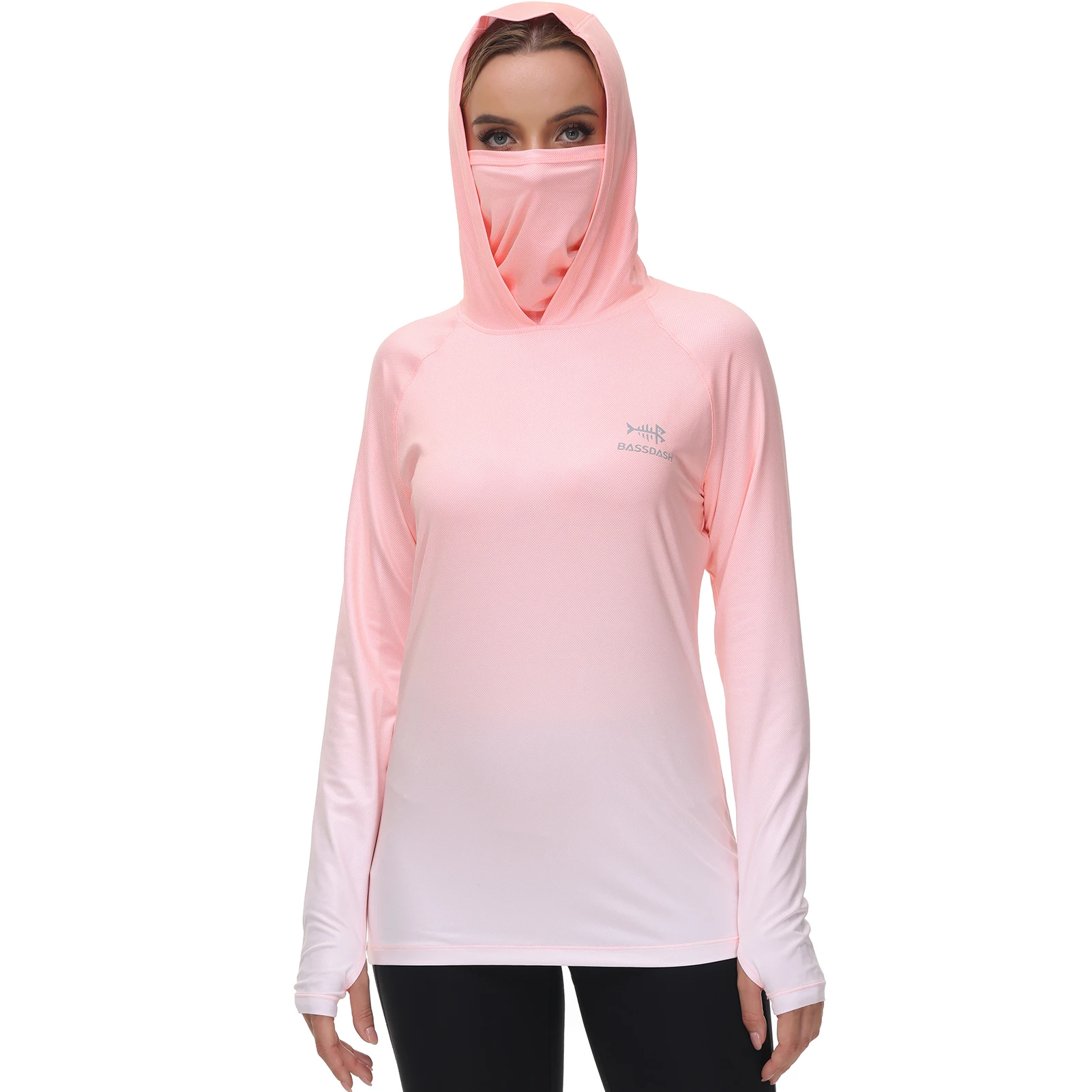

Bassdash Female Fishing Hoodie For Women Sun Protection Fishing Shirts with Face Mask Thumb Holes Sweatshirts