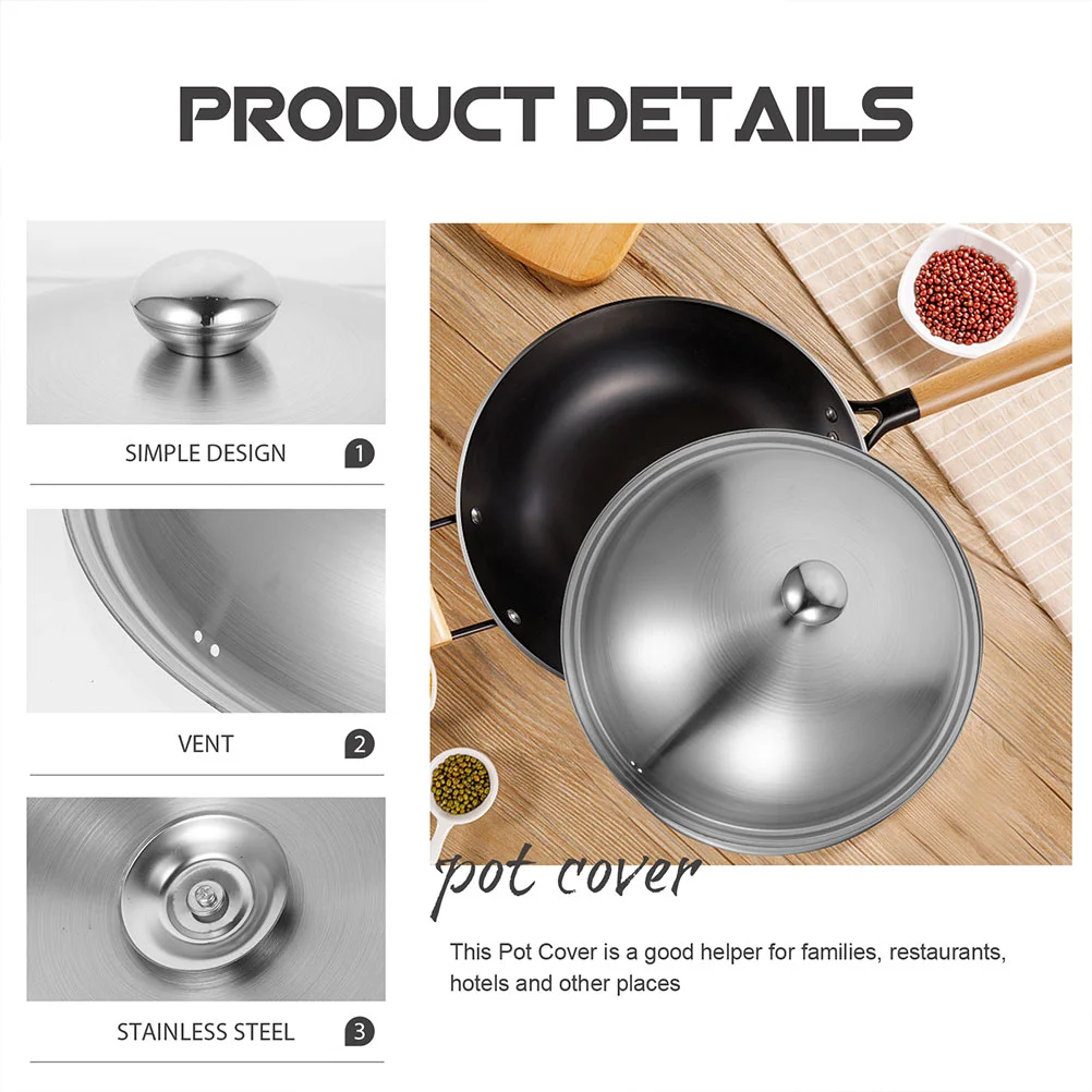 

Thickened Round Pan Cover Stainless Steel Pot Lid Household Pan Lid Home Supply