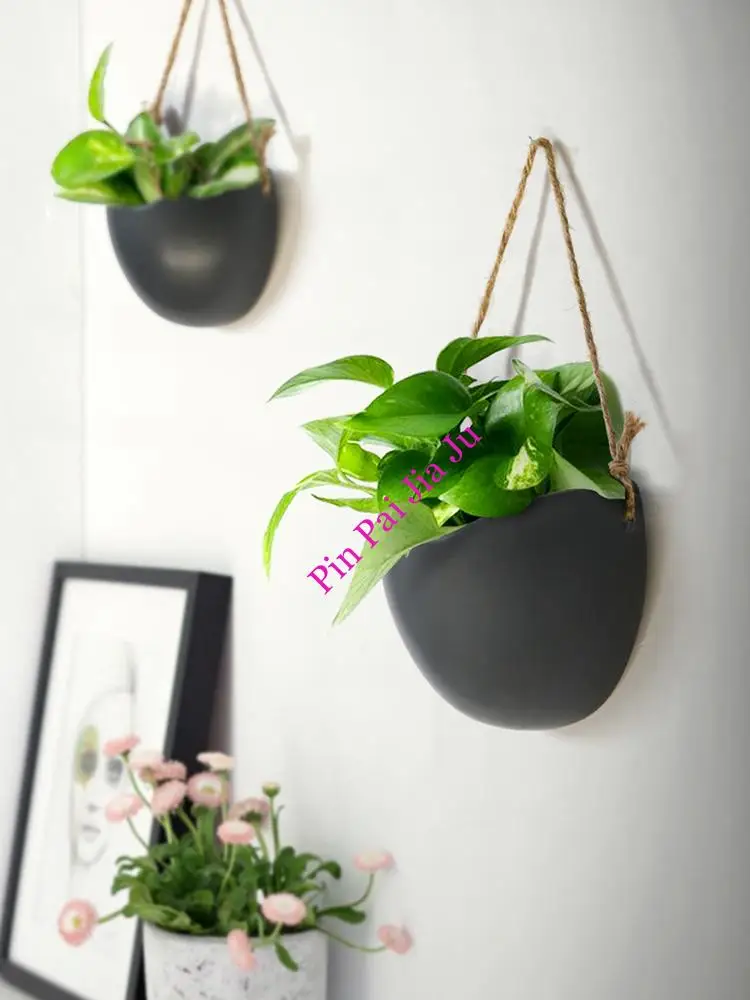 

Creative Wall Hanging Hydroponic Simple Hanging Basket Hanging Wall Flower Pot Nordic Ceramic Flower Pendant Decoration