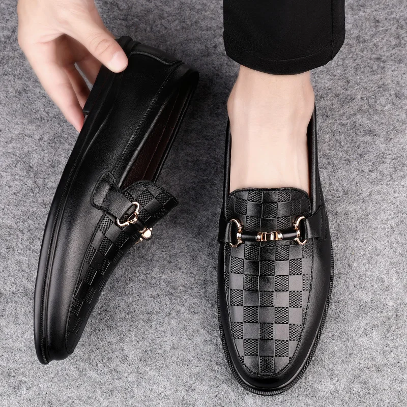 

Luxury Brand Genuine Leather Black Business Shoes Comfortable Men Loafers Moccasins Driving Shoes Casual Shoes Mens Dress Shoes