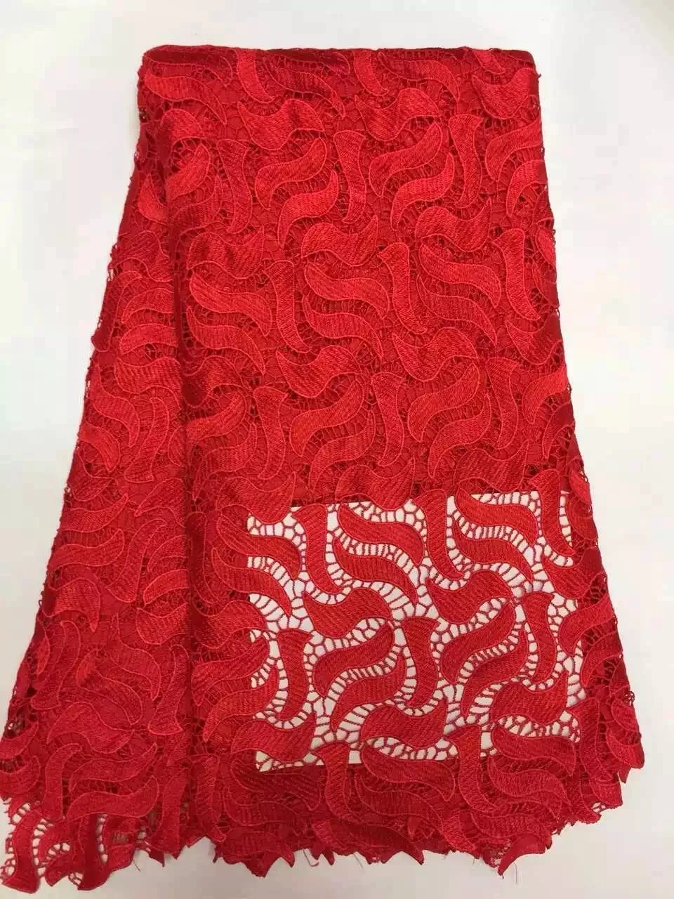

Guipure lace fabric ! High Quality African water soluble chemical lace,New Arrival red+black color with free shipping by DHL