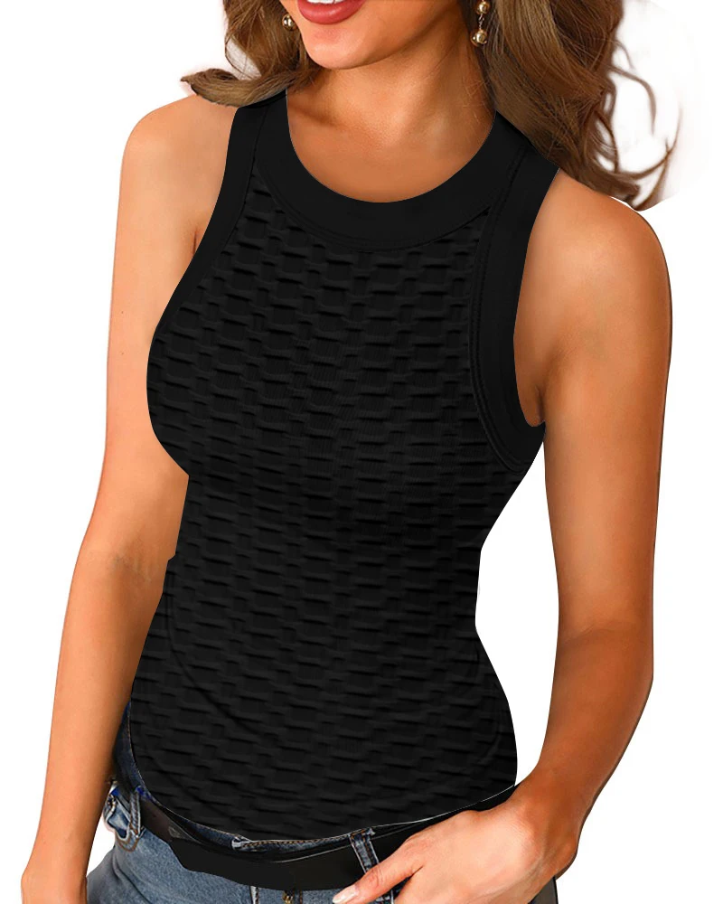 

T-shirt for Women Solid Color Sport Gym Skinny Stripe Top Deep V-neck Sleeveless Summer Sexy Vest