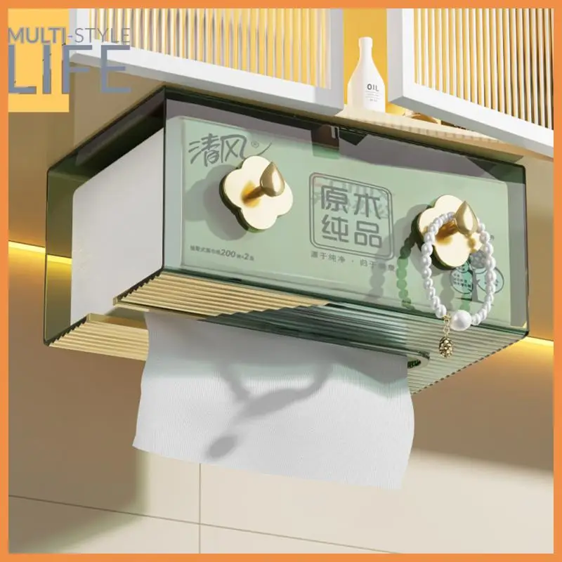 

Easy Cleaning Tissue Container Wall-mounted Multifunctional Paper Tissue Holder Punch Free Strong Load-bearing Large Capacity