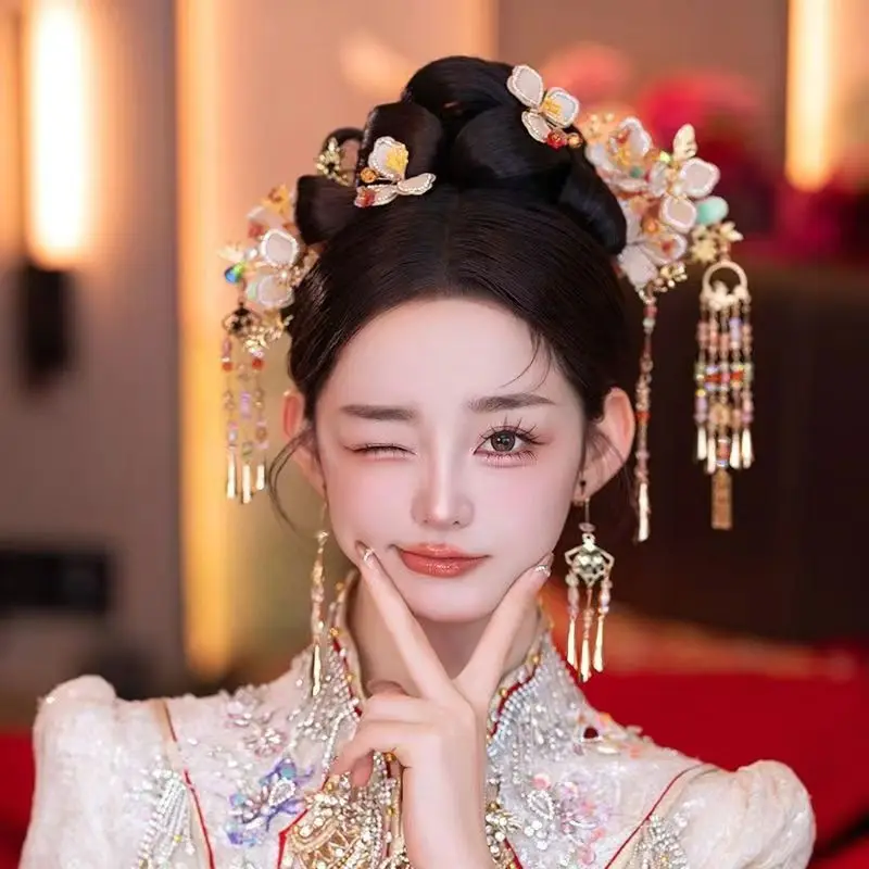 Китайские винтажные свадебные заколки в стиле ретро с драконом и Фениксом