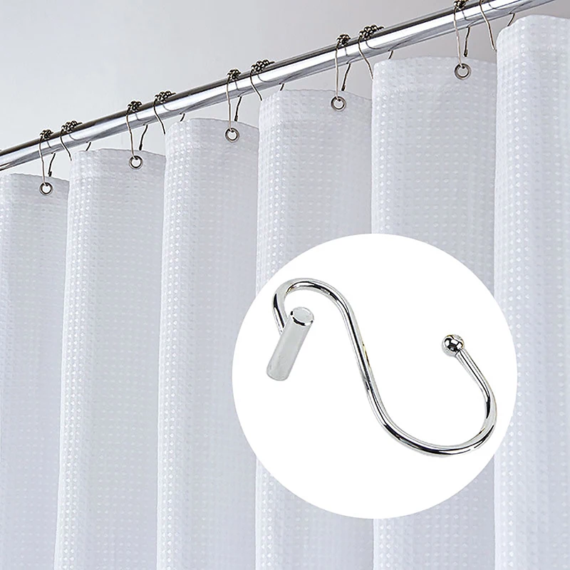 

12/24 Pcs Metal Shower Curtain Hooks S Shaped Design Shower Curtain Rod Rings for Bathroom