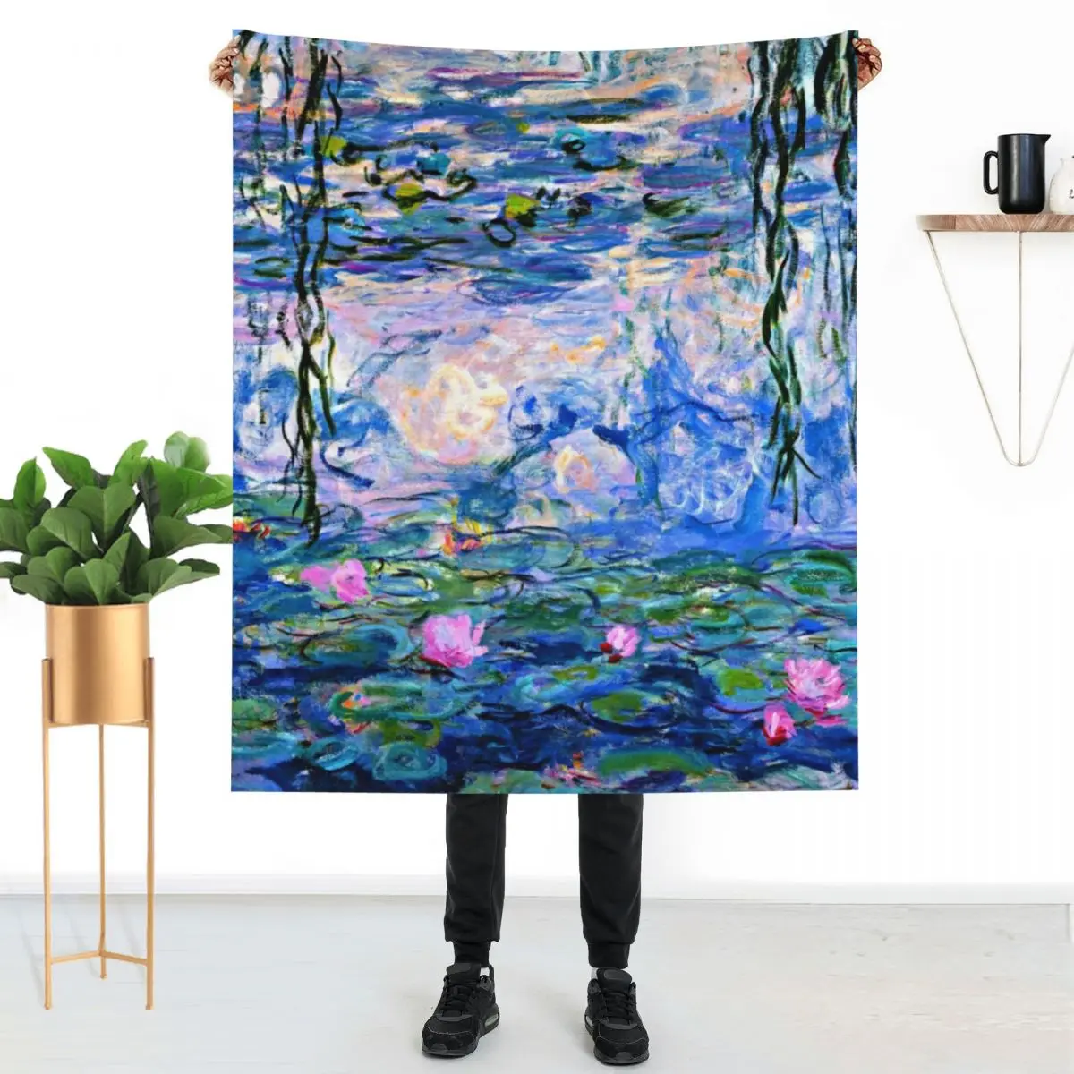 

Фиолетовое цветочное дизайнерское одеяло, Клод Моне, известная картина на кровати, уютное покрывало для дивана, пушистое одеяло s