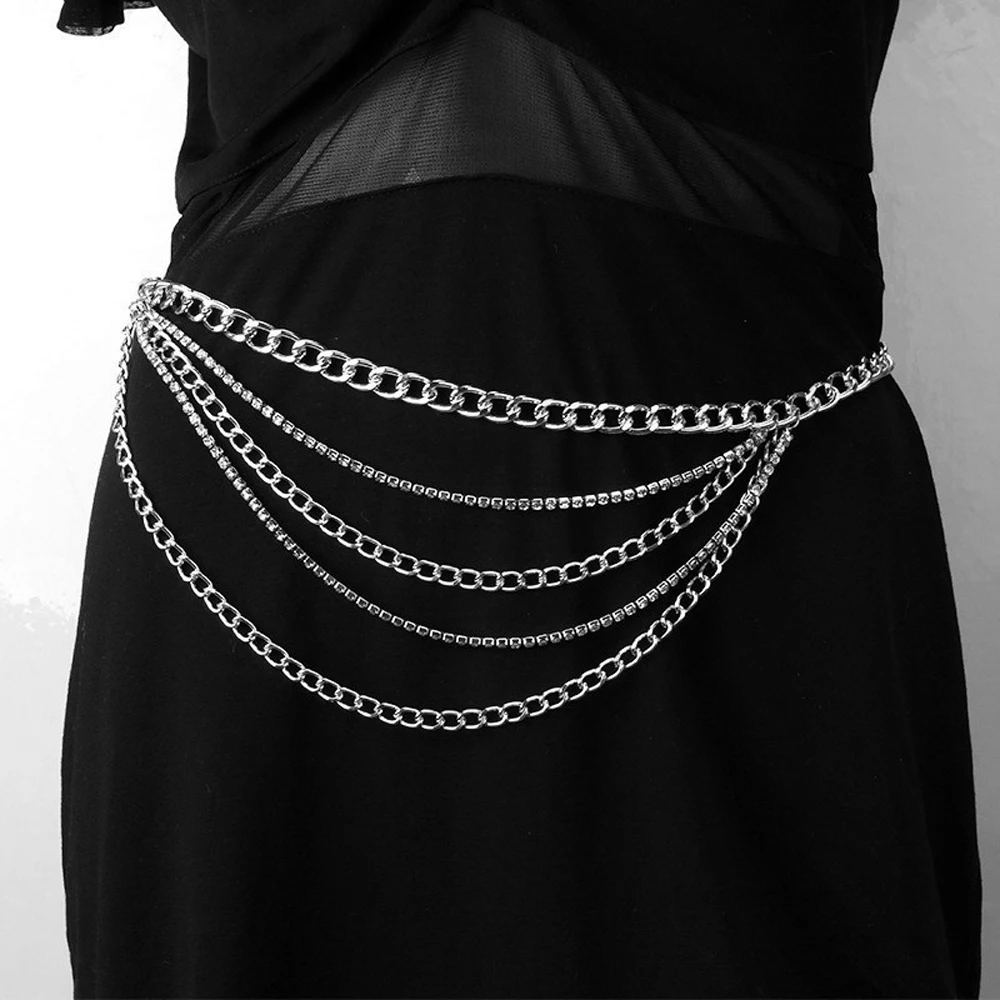 

Fashion Metal Rhinestone Waist Chain Claw Chain Multilayer Tassel Body Chain Waist Chain Versatile Geometric Chain Women