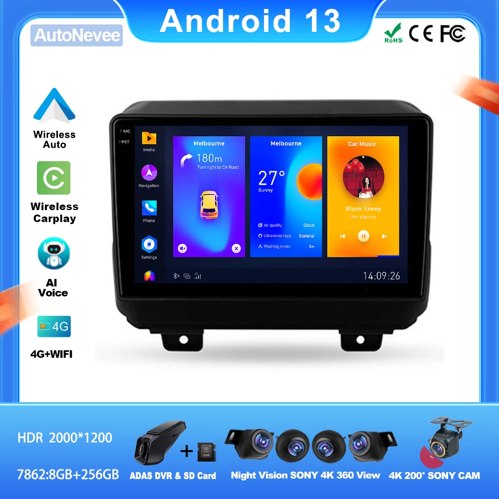 

Android для Jeep Wrangler 4 JL 2018 - 2019 Автомобильный видео Carplay невидигация Wi-Fi радио авто нет 2din DVD стерео приборная камера BT