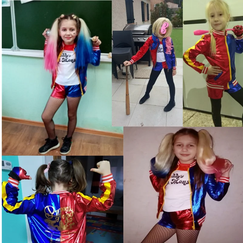 Party Carnival Harleen Quinzel Adult and Girls Cosplay Costumes T Shirts Tops Outerwear Accessories Wig |