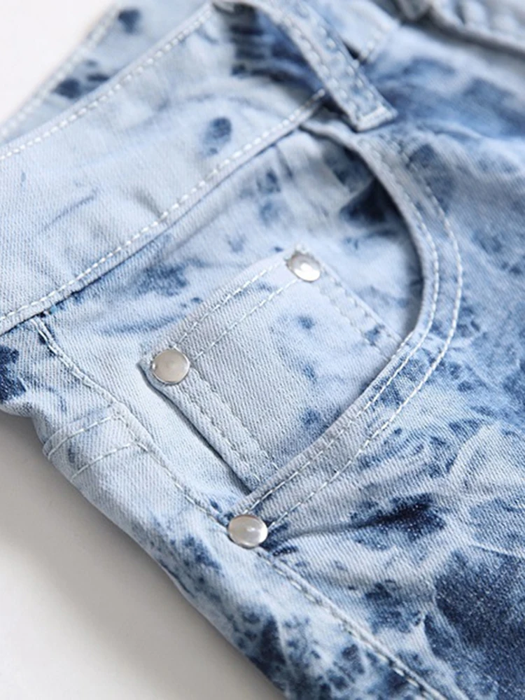 Blue Boyfriend Jeans Stretch Men Denim Straight Long Classic Pants Design Casual Stretch hip-hop Fashion Pants Oversized 29-42