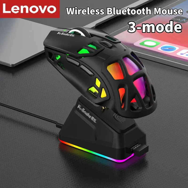Фото Игровая мышь Lenovo X9pro, 12K DPI, трехрежимная беспроводная мышь, эргономичная мышь для киберспорта, перезаряжаемая игровая мышь для ПК, ноутбуков и настольных компьютеров №1