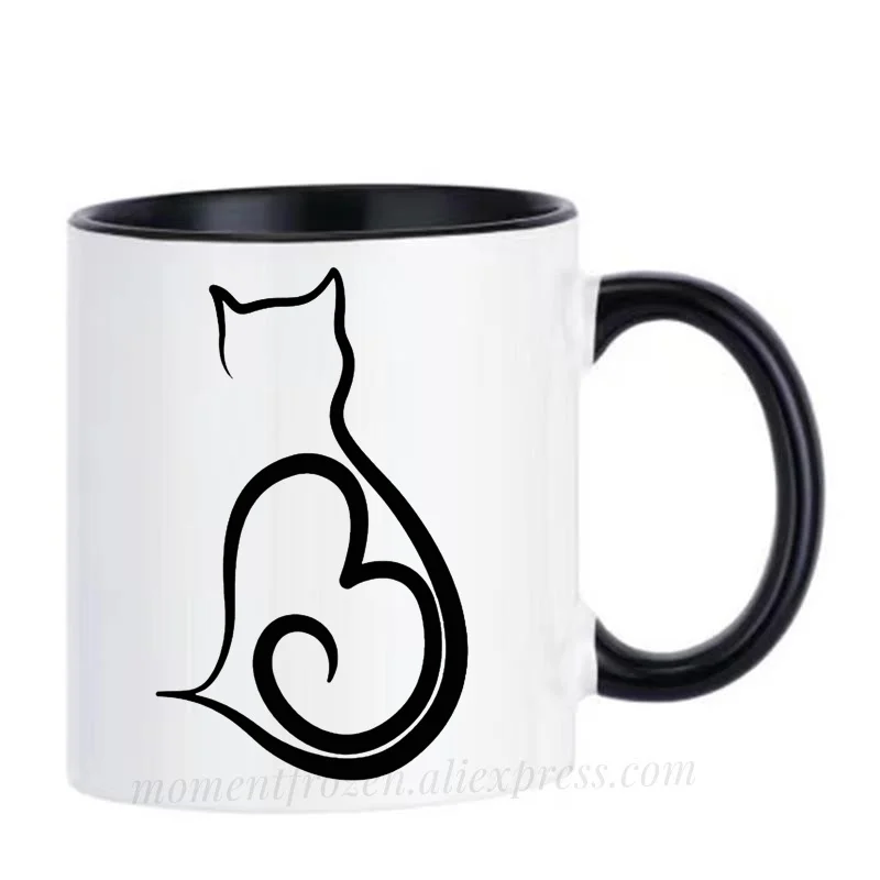 

Love Cat Cups Cafe Caffeine Cocoa Coffee Mugs Tea Mugen Friend Gifts Home Decal Milk Tableware Coffeeware Teaware Beer Drinkware