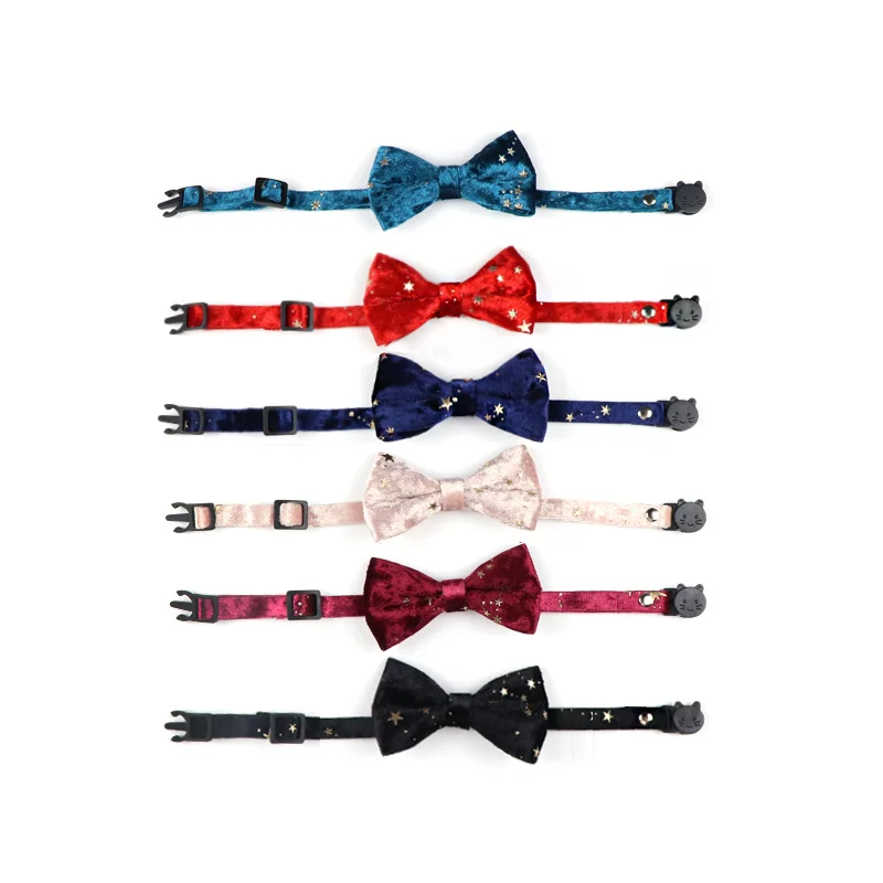 Бархатный ошейник для кошек Регулируемая безопасная Пряжка галстук-бабочка