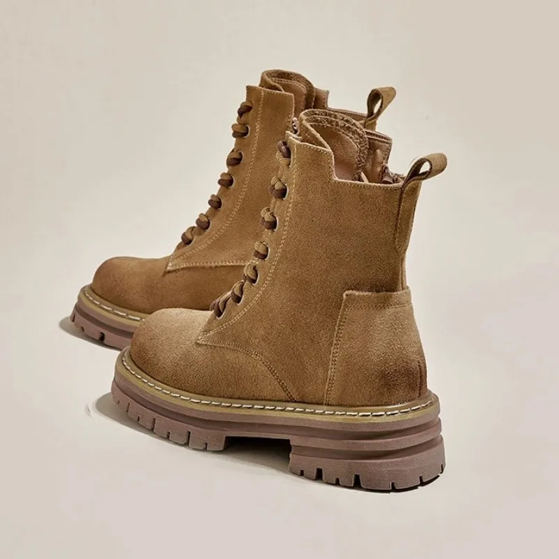 

Женские ботинки с высоким берцем, сезон осень-зима 2023, модная обувь на платформе, Зимние ботильоны на высоком каблуке и толстой подошве, теплые ботинки для девочек