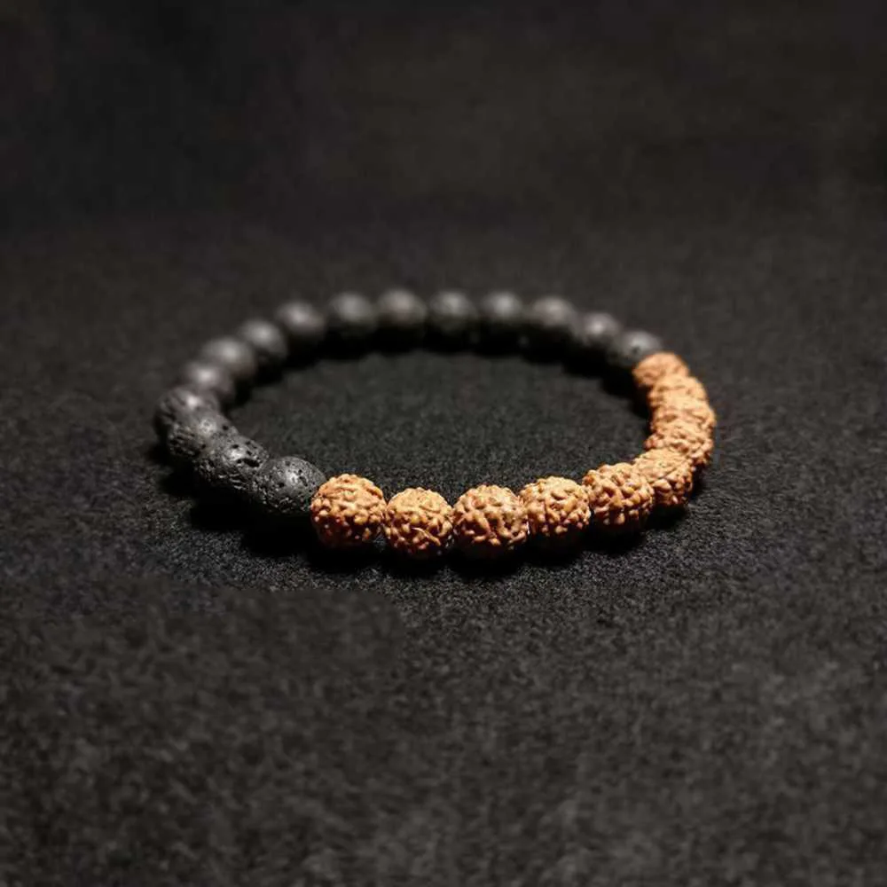 

Rudraksha Mala 8 мм, лавовые бусины, браслет из вулканических камней, элегантный Шикарный Браслет на День всех святых, благословение, красивая будд...