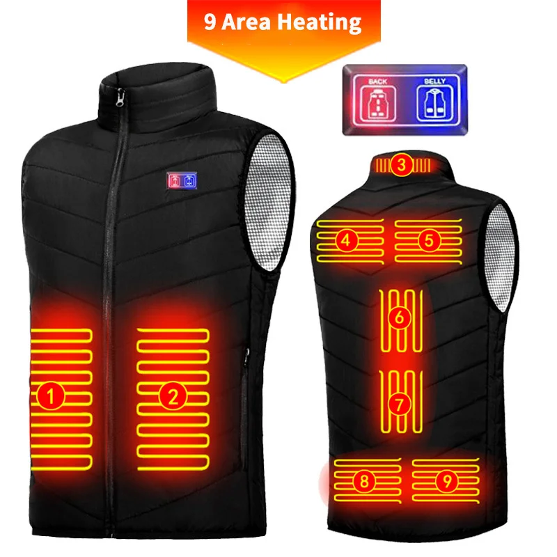 

Heated Vest Men Winter Coat Warm Clothes With Heating Sleeveless Outdoors Heated Jacket Men USB New in Outerwears Bodywarmer 6XL